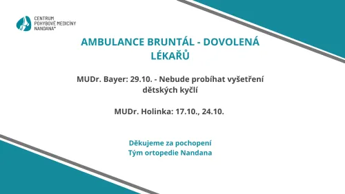 Nepřítomnost v ambulanci Bruntál