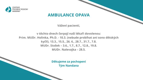 Nepřítomnost v ambulanci Opava